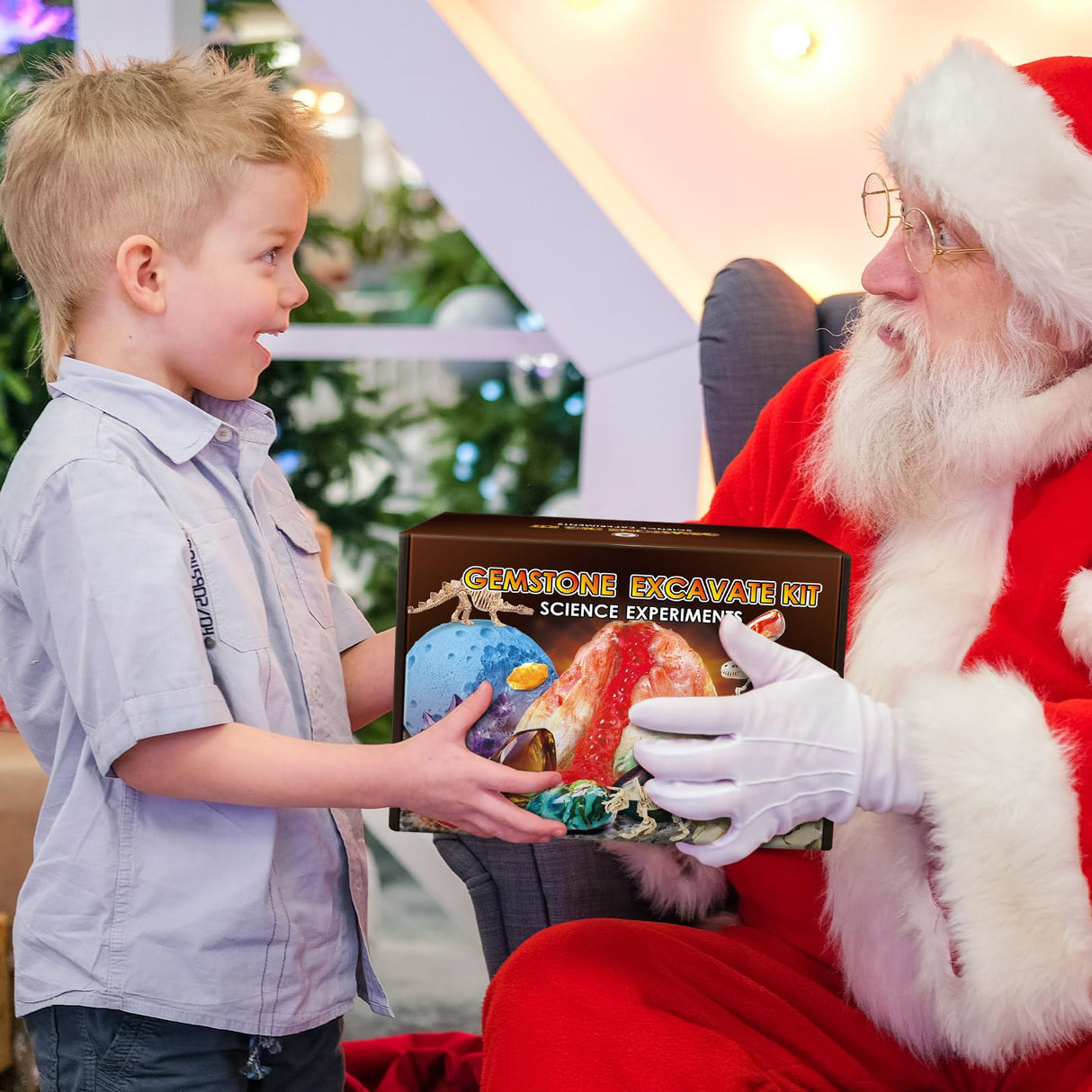 UNGLINGA Gemstone Excavation Gem Rock Dig Science Experiments Kit for Kids, Excavate 15 Gems and 4 Plastic Dinosaur Fossil Skeletons, Christmas Birthday Toys Gifts Idea for Girls and Boys UNGLINGA