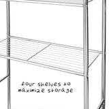 Honey-Can-Do 4-Tier Space Saver Shelf, Chrome, 24.02" L x 11.02" W x 67.72" H, BTH-05281 Honey-Can-Do