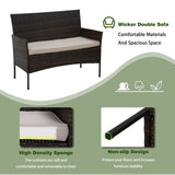 4 Pieces Patio Furniture Set Rattan Outside Furniture Wicker Sofa Garden Conversation Sets with Soft Cushion and Glass Table for Yard Pool or Backyard,Brown PayLessHere