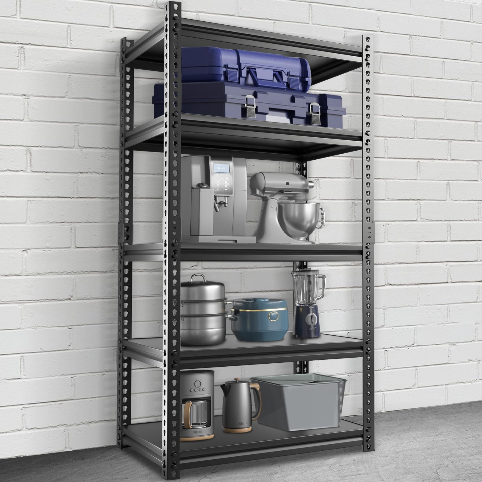 Bronkige 72" Garage Storage Shelves Adjustable 5-Tier Heavy Duty Shelving, Utility Storage Rack Metal Shelving Units for Warehouse Basement Shelf Rack, 36" W x 16.2" D x 72" H - WoodArtSupply