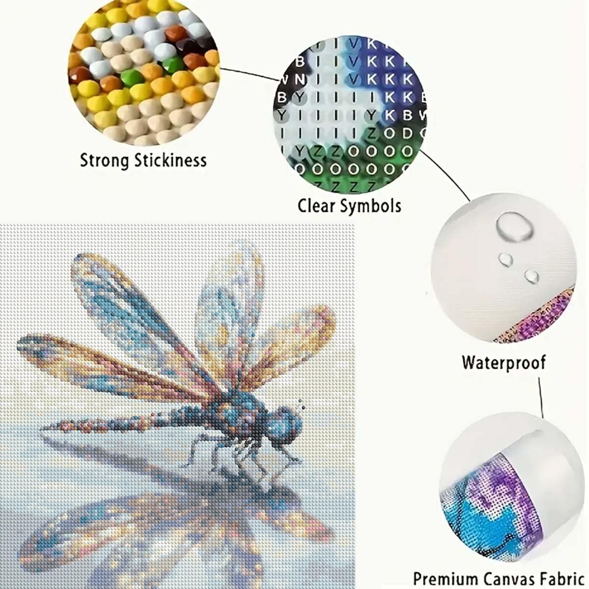 Dragonfly Diamond Art Kits for Adults,Funny Insects 5D Diamond Painting Kits for Beginner,DIY Round Full Drill Diamond Dots with Gem Art Kits Home Wall Decor 13.8 x 13.8 inch GEMFAMILY