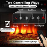 TAVATA Fireplace TV Stand with 18''Fireplace, Modern Entertainment Center for TVs up to 65 inch, Media TV Console with Adjustable Glass Shelves and Storage Cabinets(White) TAVATA