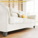 LIKIMIO Sofa Couches for Living Room, with Adjustable armrests, Extra Deep Seats 3 Seater Sofa, Modern Couches for Living Room/Apartment, Easy Assembly, Beige Chenille (92 Inch) LIKIMIO