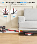 CHEBIO Cordless Vacuum Cleaner, Stick Vacuum with Powerful Suction, 45Mins Runtime Vacuum Cleaners for Home, Anti-tangle and 1.5L Dust Cup, 6 in 1 Lightweight Vacuum for Hardwood Floor Carpet Pet Hair CHEBIO