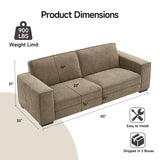ONBRILL 90" Oversized Sofa, 23" Deep Seat Couch with Wide Arms, Chenille Fabric Couch w/Comfortable Cushion Back, Modern Upholstered Loveseat, Easy Assembly, Comfy Couch for Living Room, Office, Brown ONBRILL