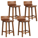 COSTWAY Solid Wood Bar Stools Set of 4, 24.5-inch Counter Height Chairs with Low Backrest and Footrest, Wooden Pub Barstools, Armless Kitchen Island Breakfast Stools for Dining Room, Cafe, Brown COSTWAY