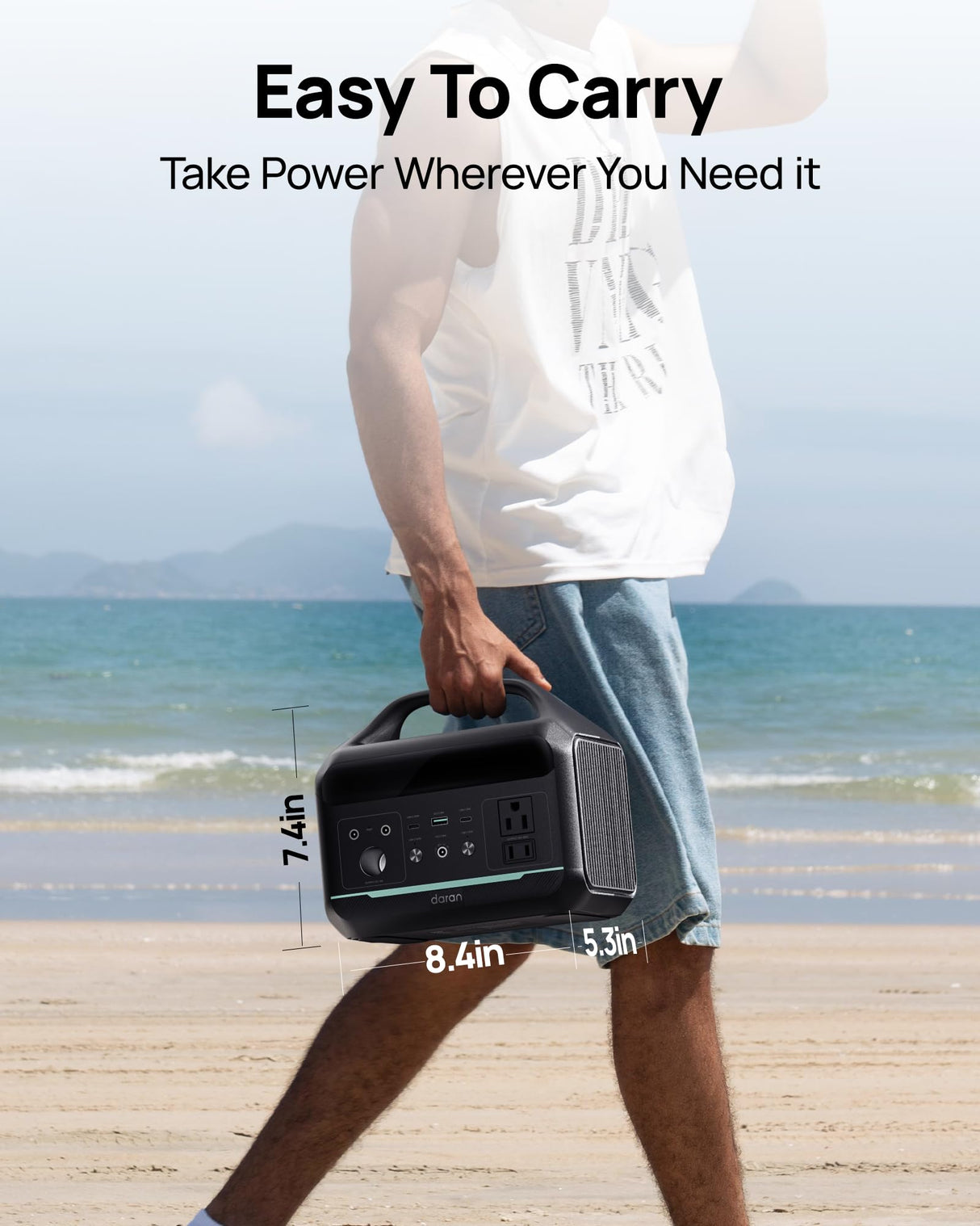 DaranEner Portable Power Station, 204Wh LiFePO4 Battery Backup w/ 2 300W (Surge 600W) AC Outlets, PD100W Fast Charging Outlet, Solar Generator for Outdoors Camping Travelling and Emergencies DaranEner