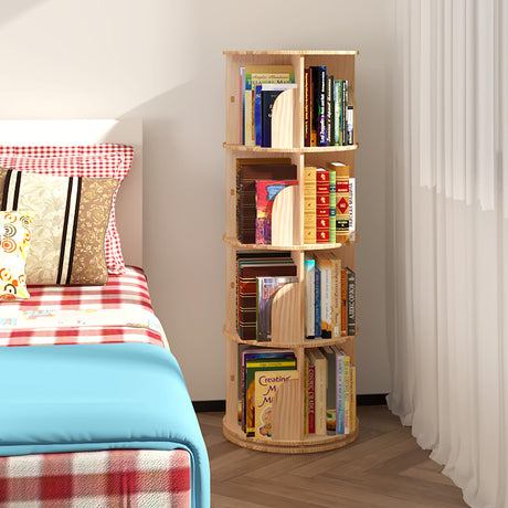 Lexza 4-Tier 360° Rotating Bookshelf - Sturdy Wood Bookcase for Kids and Adults Lexza