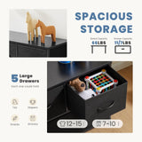 DUMOS Dresser for Bedroom, 5 Storage Drawers, Wide Fabric Closet Chests Organizer Tower Furniture with Wooden Top Metal Frame for Clothes, Guest Room, Living Room, Hallway, Entryway DUMOS