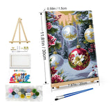 JOOZ Paint by Numbers Kit for Adults Framed Christmas Ball Paint by Number with Easel Christmas Tree Adult Paint by Number Kits Framed DIY Oil Painting Kits for Gift Home Wall Decor 8x12 Inch JOOZ