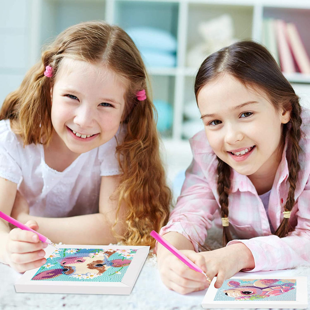 FQOVKYN 4 Packs 5D Cartoon Diamond Art Kits for Kids, Cute Animals DIY Diamond Arts Mosaic Kits for Adults Beginner, Full Round Drill Gem Art for Home Wall Decor Kids Present 6X6 inch FQOVKYN