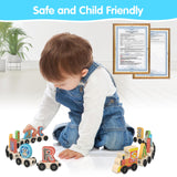 Ancistro Wooden Alphabet Train Toys Spelling Tool Preschool Toddlers Montessori Educational Game Letter Car Magnetic for Kids Boys Girls 2 3 4 5 Years Ancistro