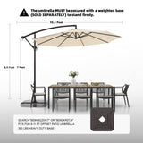 wikiwiki 10ft Patio Umbrellas Offset Outdoor Umbrella Cantilever Hanging Umbrellas w/Infinite Tilt, Fade Resistant Waterproof RECYCLED FABRIC Canopy & Cross Base, for Yard, Garden & Deck, Cream Beige wikiwiki