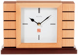 Bulova B1659 Usonian II Frank Lloyd Wright Mantel Clock, Natural Finish with Walnut Stain Base Bulova