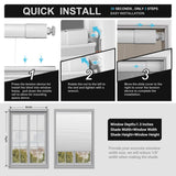 Boolegon No Drill No Tools Cellular Shades Top Down Bottom Up Honeycomb Blinds Blackout Cordless Window Blinds Easy to Install Cellular Shade for Windows,Blackout-White,Custom Size Boolegon