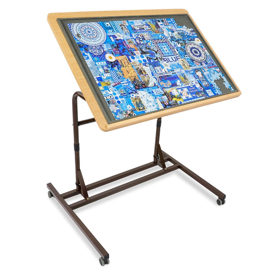 ALL4JIG Adjustable Wooden Jigsaw Puzzle Table with Wheels, Fits 500-2000 Piece Puzzles (Puzzle Board Not Included) - WoodArtSupply