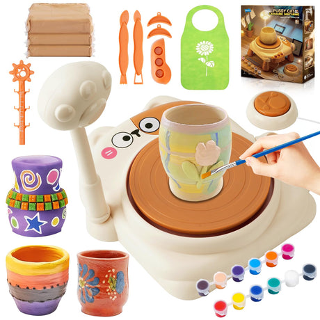 Pottery Wheel for Kids, Mini Pottery Studio with Art Supplies & Craft Kits, Complete Arts & Crafts Toys Set for Kids Ages 4-12+, Perfect Birthday Christmas Gift for Boys and Girls Instiwitt
