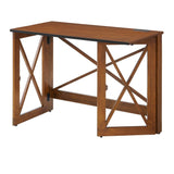 Meco Stakmore 110 Volt Stylish Versatile Expandable Folding Desk with Built In Outlets for Home Office, Den, or Living Room, Fruitwood MECO