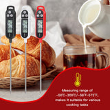 Copkim 6 Pcs Instant Read Meat Thermometer with Long Probe 9.65 Inch Kitchen Cooking Food Candy Waterproof Digital Thermometer for BBQ Water Milk Yogurt Liquid Cooking(Black, White, Red) Copkim