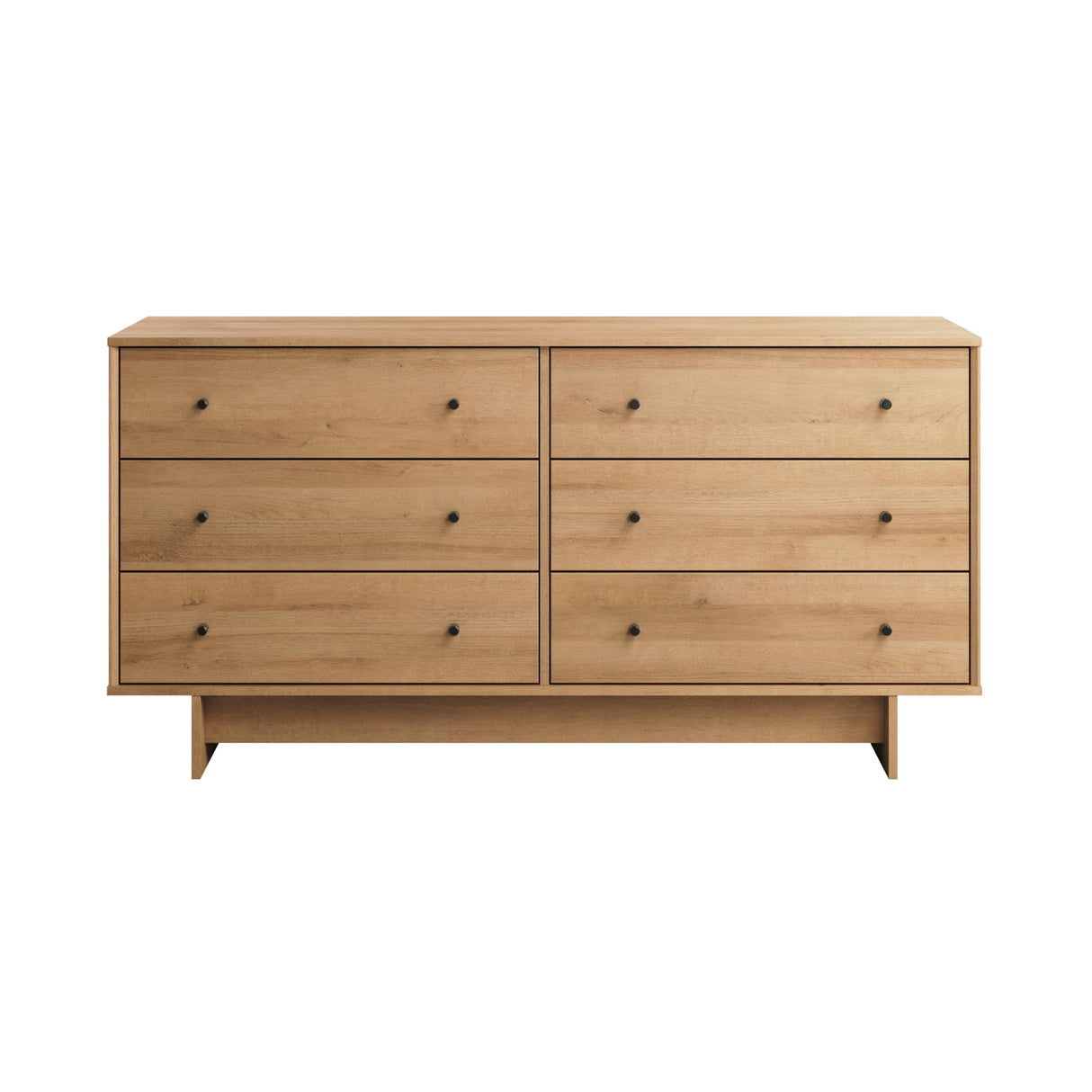 Prepac Finnley 6-Drawer Dresser in Natural Oak, Dresser for Bedroom, Extra-Wide Chest of Drawers with Storage, Modern Clothing Organizer for Home, Bedroom, Living Room, 16" D x 61" W x 31" H Prepac