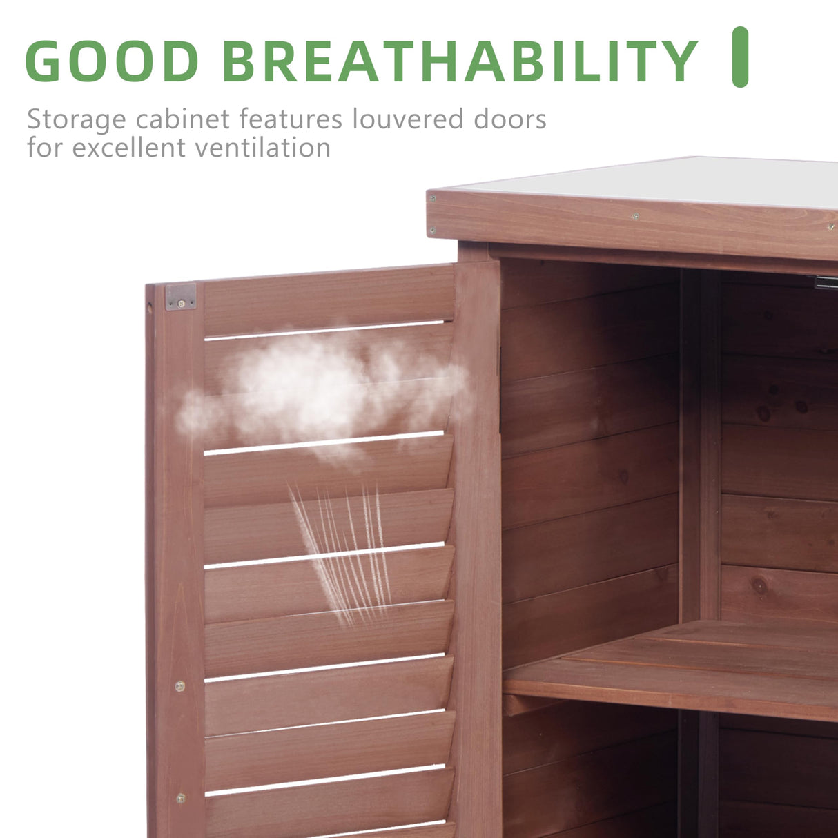 Potting Bench with Storage Cabinet and Metal Table Top for Outdoor Patio, Garden Furniture Wood Workstation (Dark Brown, 31x17x36) Mederla