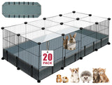 20 Panels Small Animal Playpen, Pet Playpen with Waterproof Mat, C&C Cage for Guinea Pigs, Rabbit/Bunny/Baby Chicken Cage, Bunny/Puppy/Chicken Pen, Indoor Outdoor Portable Metal Wire Yard Fence VISCOO