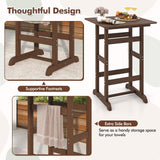 Giantex 42" Height Outdoor Tall Bar Table, HDPE Square Pub Tables with Wood Grains, High Top, Cocktail Bistro Table for Adirondack Chairs, Patio, Garden, Poolside, Yard, Balcony, Brown Giantex