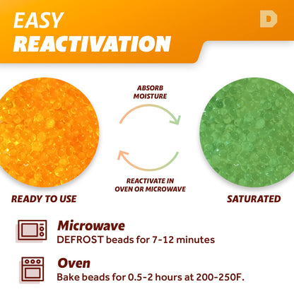 Dry & Dry" [1 Quart Premium Orange Indicating Silica Gel Desiccant Beads(Industry Standard 3-5 mm) - Rechargeable Silica Gel Beads(2 LBS) - WoodArtSupply