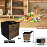 Sturdy Storage Bins with Exquisite Wood Grain Pattern,Thickened Fabric Cube Baskets,Open Container box for Organizer Shelf,Cabinet,Closet,Bookcase,Nursery,Office,Home,Storeroom,10.2x10.2x11in,Set of 3 KANCNT