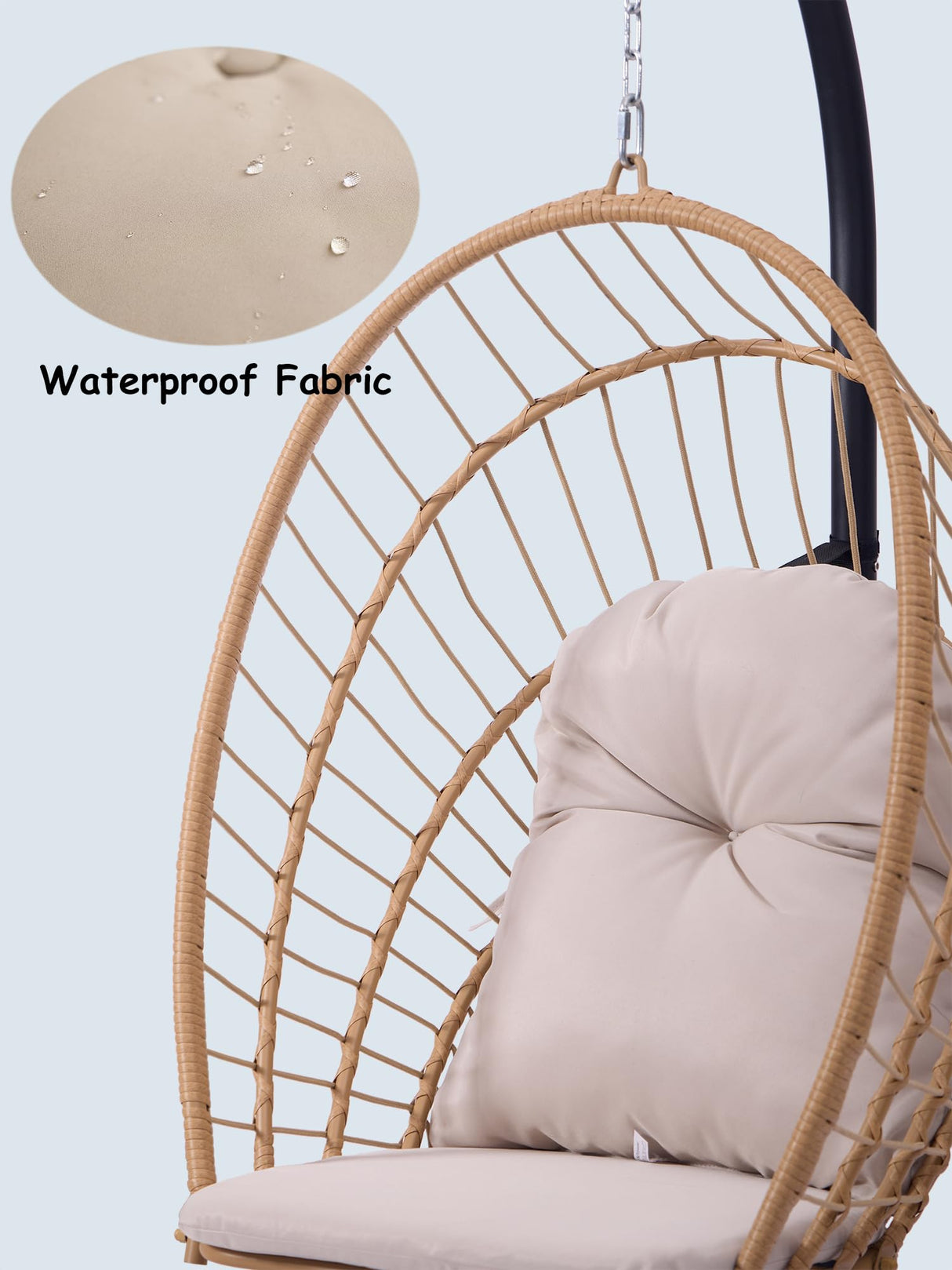 Topfuca Indoor/Outdoor Egg Hanging Chair with Stand - Patio Wicker Swing Hammock Chair. 350lbs Capacity, Cushioned. Ideal for Bedroom, Balcony, Porch, Garden. Versatile Swing Chair for All Spaces Topfuca
