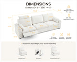 Bedeep 124.8'' Oversized Power Recliner Sofa with Headrest, Extra Wide Deep Modular Cloud Sectional Reclining Couch Wall Hugger, Convertible 3-Seater for RV Home Theater Living Room, Chenille, White Bedeep