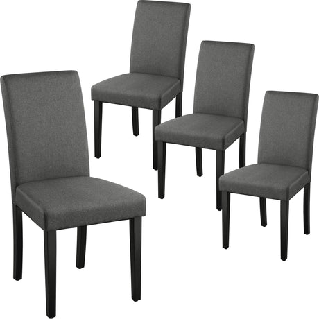 Yaheetech Dining Chair Fabric Parson Chair Modern Stylish Upholstered Kitchen Living Room Padded Chair Armless Side Chair with Solid Wood Legs Set of 4, Dark Grey Yaheetech
