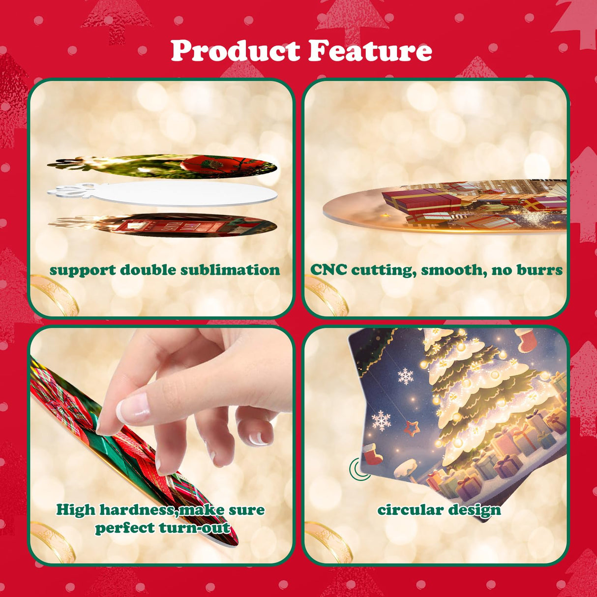 Sublimation Blank Ornaments 4 Inch Round Aluminium Haning Ornament 20 PCS Bulk for HTV Crafting DIY and Chritsmas Tree Decoration WANZELONYO