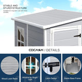 CDCASA 5x4 FT Resin Storage Shed, Waterproof Sheds & Outdoor Storage with Floor & Window & Lockable Door, Tool Shed for Garden, Patio, Backyard, Light Grey CDCASA