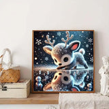 5D Little Deer Diamond Painting Kits for Adults Beginner, Full Round Drill Diamond Art Painting Kits for Animal Deer,DIY Diamond Dot Gem Art for Adults Home Wall Decor 13.8 X 13.8 Inch GEMFAMILY