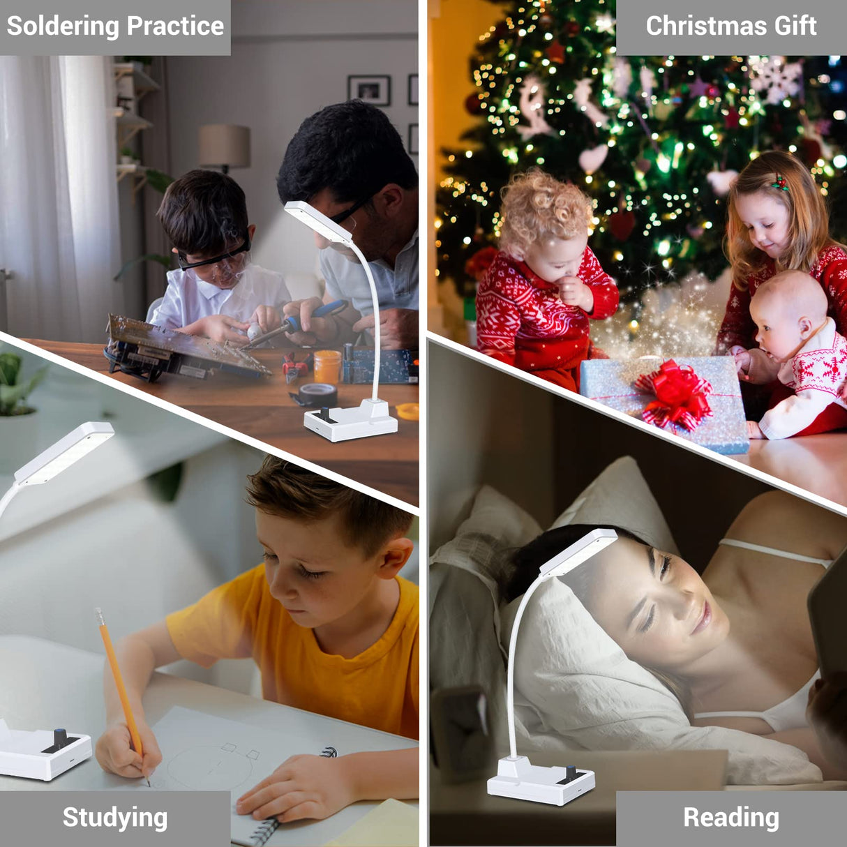 MiOYOOW Soldering Practice Kit LED Desk Lamp with Adjustable Brightness, DIY Electronic Soldering Project Kits Rechargeable Gooseneck Table Light for College High School Education or Home Office Use MiOYOOW