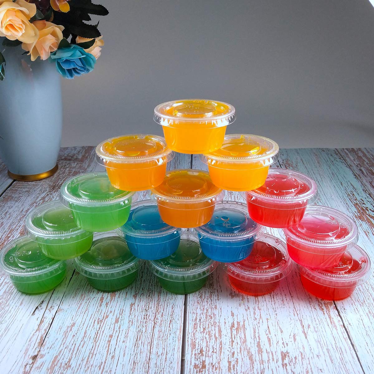 TashiBox 2 oz 100 Sets Disposable Plastic Cups with Lids, Jello Shot Cups Souffle Cups… TashiBox