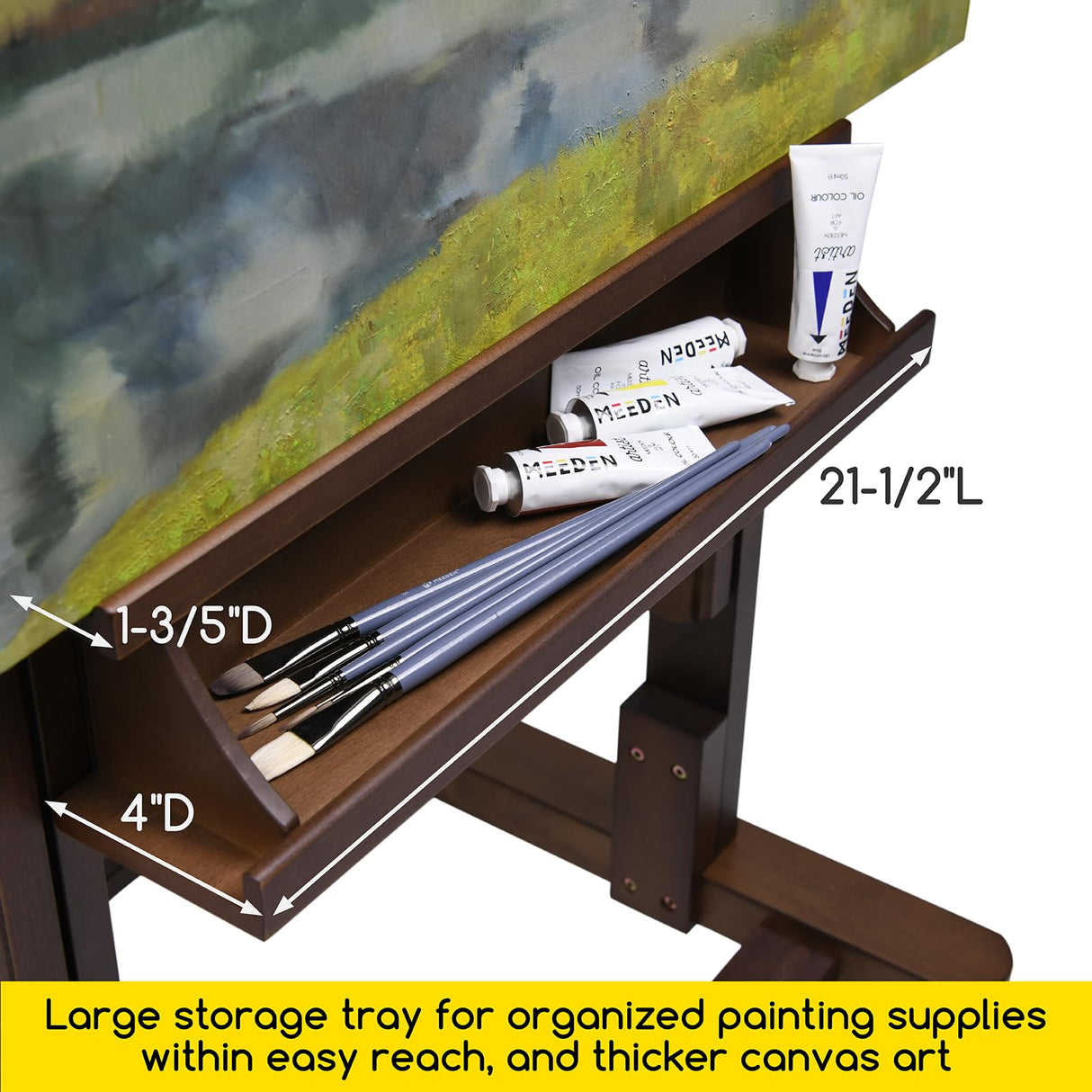 MEEDEN Extra Large H-Frame Studio Easel - Solid Beech Wooden Artist Professional Heavy-Duty Easel, Painting Art Easel Stand with 4 Premium Locking Silent Caster Wheels, Hold Max 82", Walnut MEEDEN