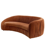 92'' Modern Elegant Curved Sofa, 4 Seater Irregular Curved Sofa Arms Chenille Fabric Deep Seat, Tight Curve Back Velvet Cloud Sofas for Living Room Apartment Office (Orange) mr.waiba