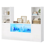 YITAHOME Castle Bookcase with Storage & Adjustable LED Lights, U-Shaped White Bookshelf with Cabinet, UV High-Gloss Display Unit, Cube Organizer for Living Room, Home Office and Bedroom YITAHOME