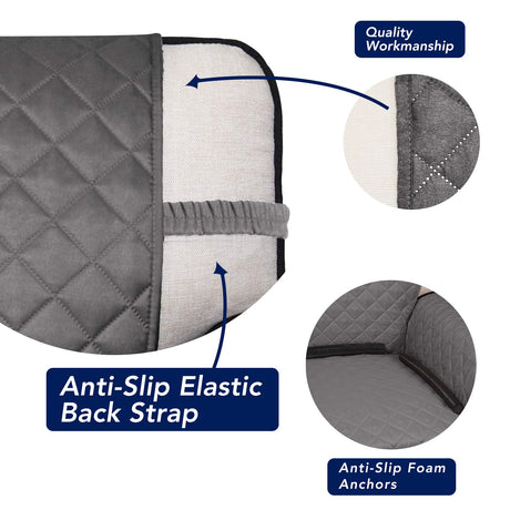 PureFit Reversible Quilted Sofa Cover, Water Resistant Medium Slipcover Furniture Protector, Washable Couch Cover with Non Slip Foam and Elastic Straps for Kids, Dogs, Pets (Loveseat, Gray/Light Gray) PureFit