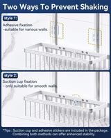 YASONIC Shower Caddy Hanging, Never Rust Shower Organizer Hanging, Aluminum Shower Racks for Inside Shower with Hooks for Razor, Bathroom Organizers and Storage with Soap Holder, Bright Silver YASONIC