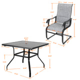 NUU GARDEN 5-Piece Outdoor Dining Set, All Weather Outdoor Padded Textilene Patio Chairs and Square Dining Table with Umbrella Hole for Backyard, Patio, Garden, Deck, Light Black and Grey NUU GARDEN