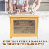 PURENJOY Bread Box, Bread Box for Kitchen Countertop, Large Bread Box for Homemade Bread, 2 Layer Wood farmhouse Breadbox Organizer for Kitchen Counter Corner, Cabinet, Pantry, (Natural Bamboo) PURENJOY