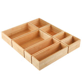 Kootek 8 Pcs Bamboo Drawer Organizer Utensil Tray Kitchen Storage Box 4-Size Versatile Dividers Cutlery Holders Bins Containers for Flatware Kitchen Utensils Kootek
