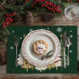 GEEORY Christmas Placemats 12x18 Inch Set of 4, Xmas Trees Snowflakes Winter Seasonal Holiday Farmhouse Kitchen Dining Table Decoration for Indoor Outdoor Dinner Party Décor (Green) GP127-18 GEEORY