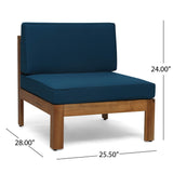 Christopher Knight Home Mamie Outdoor Acacia Wood 5 Piece Sofa Set, Teak Finish, Dark Teal Christopher Knight Home