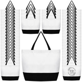 50 Pieces Large Canvas Tote Bags Reusable Grocery Cloth Bags Sublimation Tote Bags Blank Plain Bulk Bags with Zipper Cotton Tote Bag Black White for DIY Crafts for Shopping Women Employee Teachers Sieral