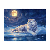 Tryadren Diamond Art Kit for Adults, White Tiger Under Full Moon Diamond Painting for Adults Beginners, 5D DIY Diamond Art Painting Kits Craft for Home Wall Decor 12x16 Inch No Frame Tryadren