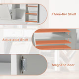 AHB 13 Gallon Tilt Out Trash Bin Cabinet with 2 Drawers, Adjustable Shelves,Kitchen Storage Cabinet with Garbage Bin Tilt Out Laundry Hamper for Kitchen, White AHB